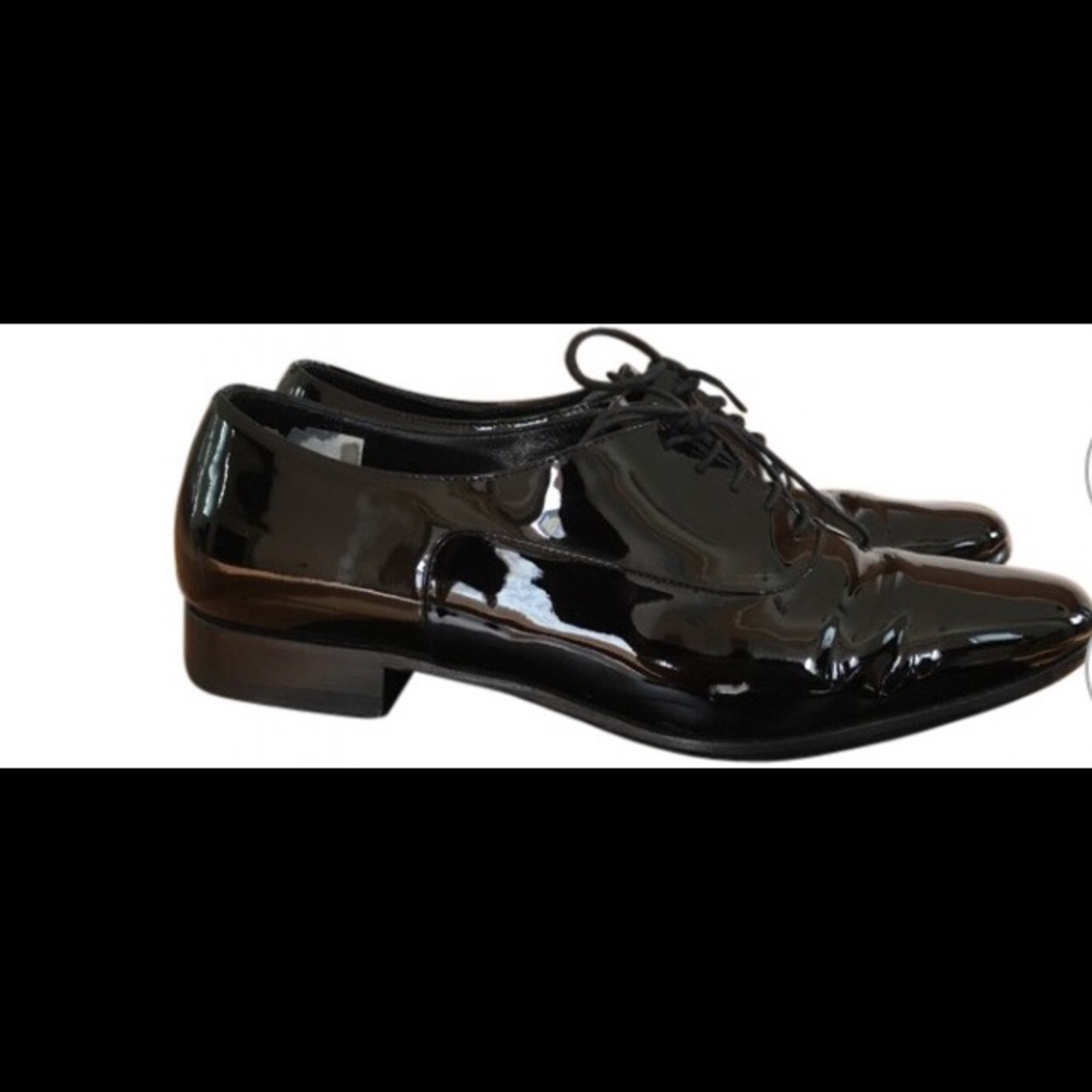 YSL Saint Laurent SLP Derby Black Patent Flat 35.5